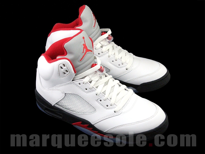 air jordan 5 retro true white fire red black