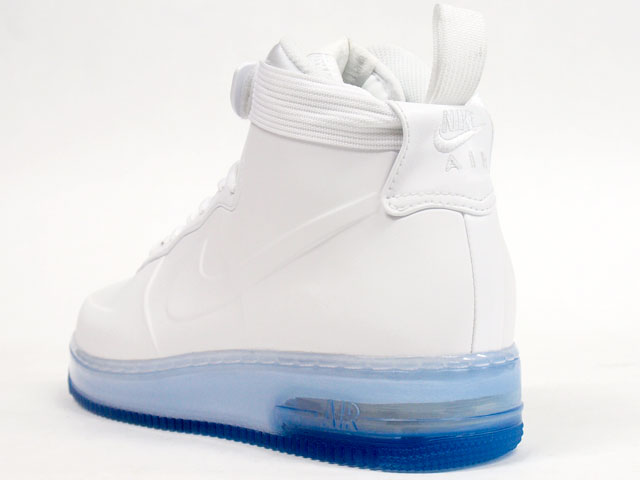 white air max with clear blue bottom