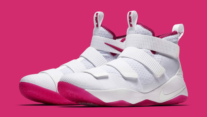 white and pink lebrons cheap online